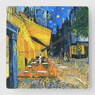 Vincent van Gogh - Cafe Terrace, famous painting Square Wall Clock
