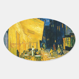 Vincent van Gogh   Cafe Terrace, Place du Forum Oval Sticker