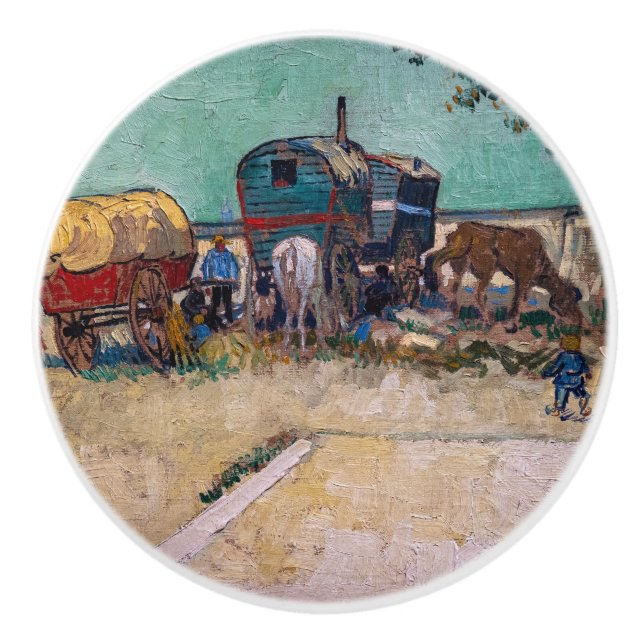 Vincent Van Gogh - Caravans, Gypsy Camp near Arles Ceramic Knob (Front)