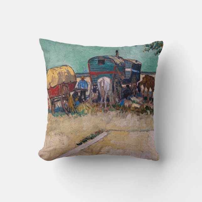Vincent Van Gogh - Caravans, Gypsy Camp near Arles Cushion (Front)