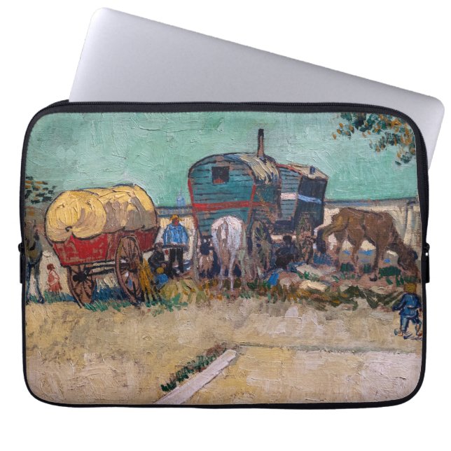 Vincent Van Gogh - Caravans, Gypsy Camp near Arles Laptop Sleeve (Front)