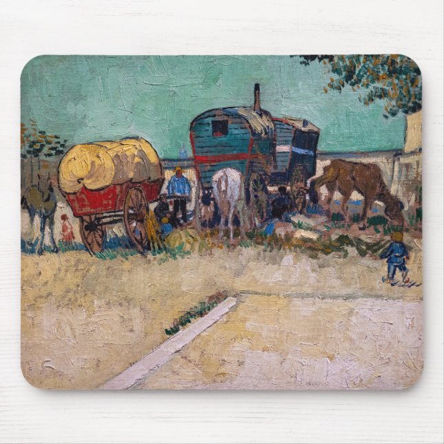 Vincent Van Gogh - Caravans, Gypsy Camp near Arles Mouse Mat (Front)