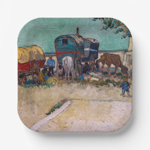Vincent Van Gogh - Caravans, Gypsy Camp near Arles Paper Plate