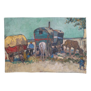 Vincent Van Gogh - Caravans, Gypsy Camp near Arles Pillowcase