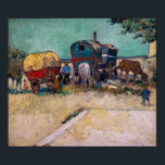 Vincent Van Gogh - Caravans, Gypsy Camp near Arles Poster<br><div class="desc">Encampment of Gypsies with Caravans / Caravans,  Gypsy Camp near Arles / Les Roulottes,  campement de Bohemiens aux environs d'Arles by Vincent Van Gogh in 1888</div>