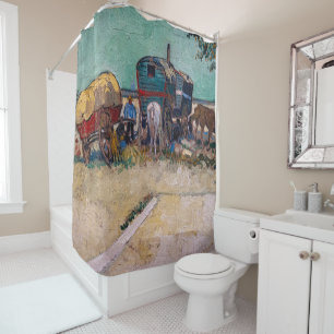 Vincent Van Gogh - Caravans, Gypsy Camp near Arles Shower Curtain