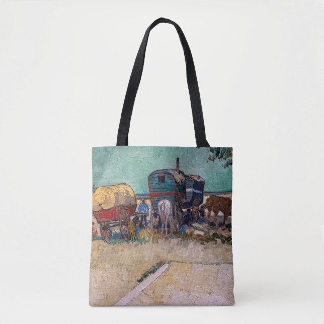Vincent Van Gogh - Caravans, Gypsy Camp near Arles Tote Bag (Front)
