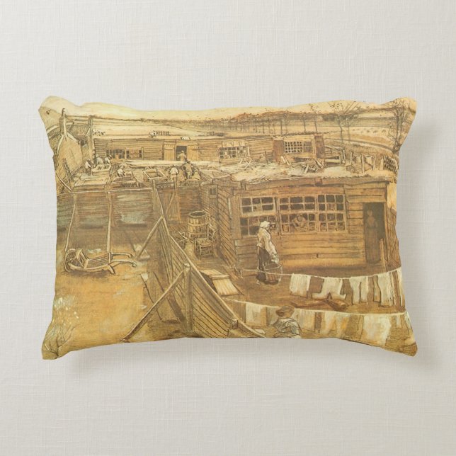 Vincent van Gogh - Carpenter's Yard and Laundry Decorative Cushion (Front)