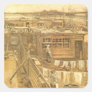 Vincent van Gogh - Carpenter's Yard and Laundry Square Sticker