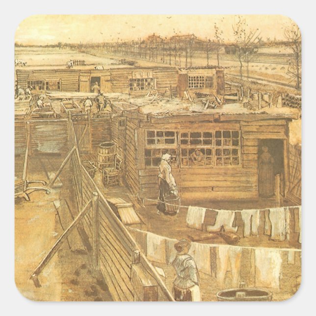 Vincent van Gogh - Carpenter's Yard and Laundry Square Sticker (Front)