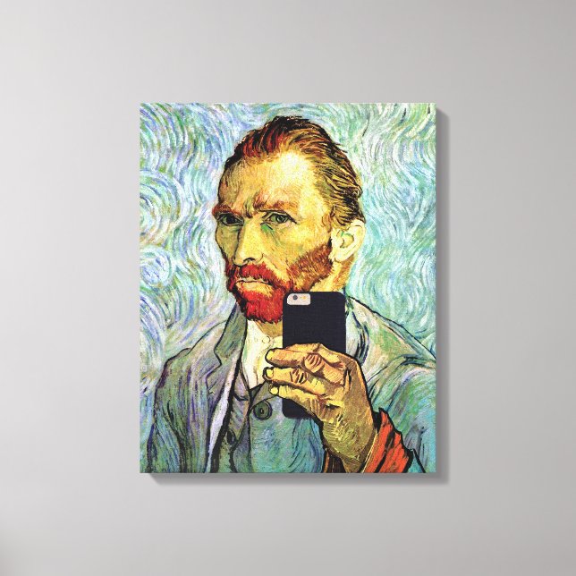 Vincent Van Gogh Cellphone Selfie Self Portrait Canvas Print (Front)