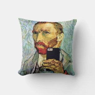 Vincent Van Gogh Cellphone Selfie Self Portrait Cushion