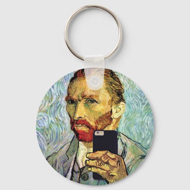 Vincent Van Gogh Cellphone Selfie Self Portrait Key Ring (Front)