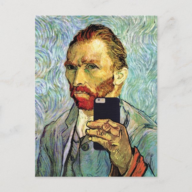 Vincent Van Gogh Cellphone Selfie Self Portrait Postcard (Front)