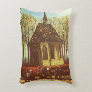 Vincent van Gogh - Chapel at Nuenen, Churchgoers Decorative Cushion
