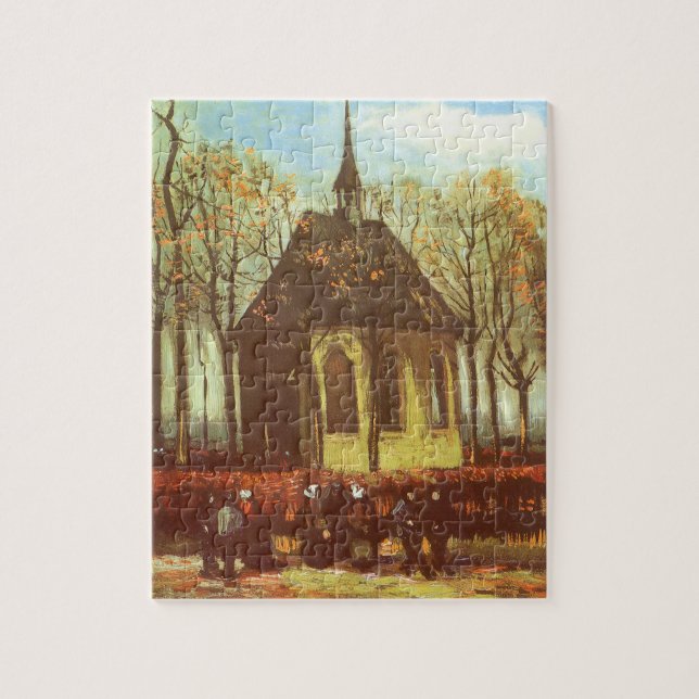 Vincent van Gogh - Chapel at Nuenen, Churchgoers Jigsaw Puzzle (Vertical)