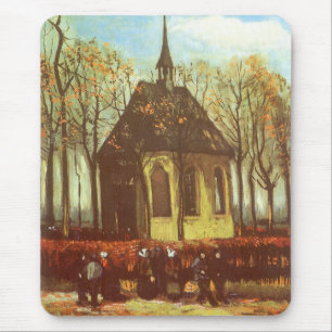 Vincent van Gogh - Chapel at Nuenen, Churchgoers Mouse Mat