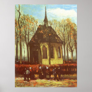Vincent van Gogh - Chapel at Nuenen, Churchgoers Poster