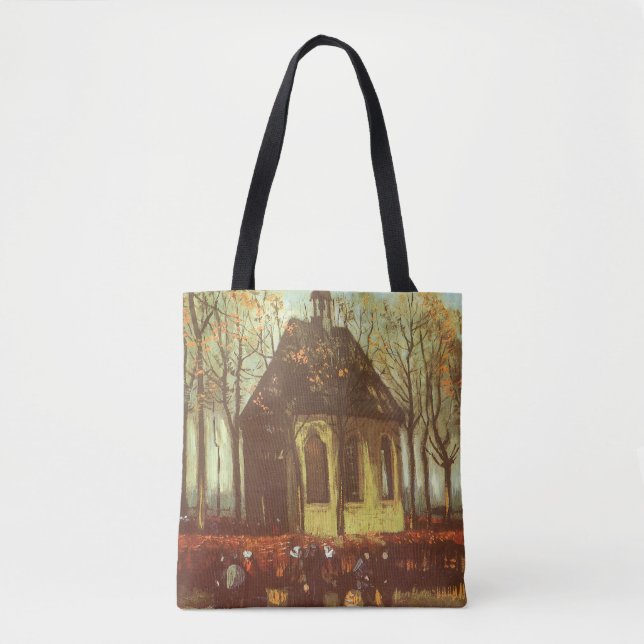 Vincent van Gogh - Chapel at Nuenen, Churchgoers Tote Bag (Front)