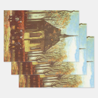 Vincent van Gogh - Chapel at Nuenen, Churchgoers Wrapping Paper Sheet