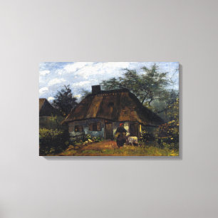 Vincent van Gogh Cottage and Woman with Goat Canvas Print