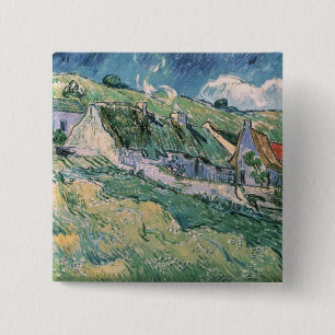 Vincent van Gogh   Cottages at Auvers-sur-Oise 15 Cm Square Badge