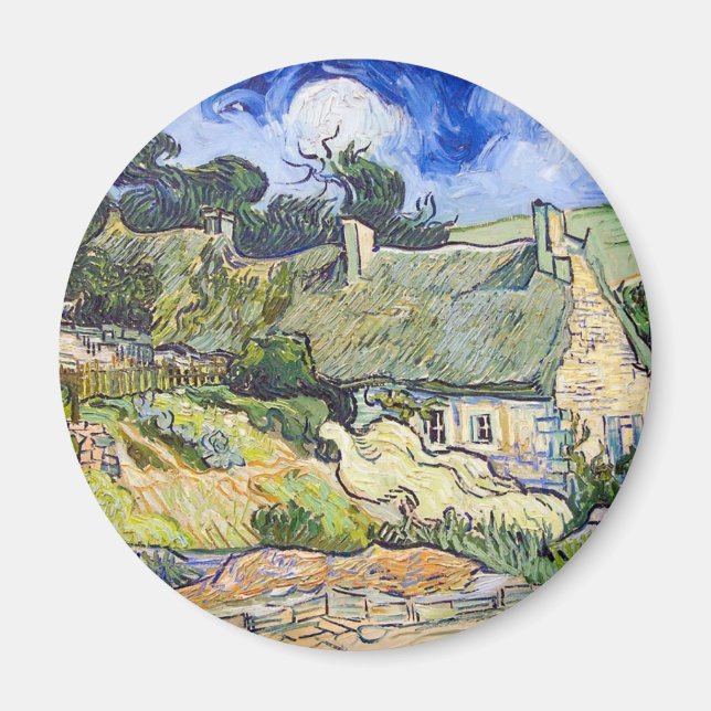 Vincent Van Gogh - Cottages with Thatched Roofs Magnet (Front)