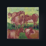 Vincent van Gogh | Cows, 1890 15 Cm Square Badge<br><div class="desc">Cows,  1890 | by Vincent van Gogh | Art Location: Musee des Beaux-Arts,  Lille,  France | Dutch Artist | Image Collection Number: XIL16773</div>