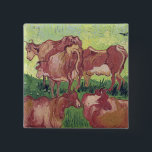Vincent van Gogh | Cows, 1890 15 Cm Square Badge<br><div class="desc">Cows,  1890 | by Vincent van Gogh | Art Location: Musee des Beaux-Arts,  Lille,  France | Dutch Artist | Image Collection Number: XIL16773</div>