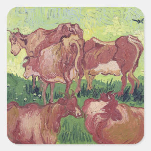 Vincent van Gogh   Cows, 1890 Square Sticker