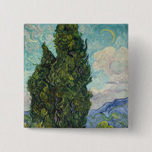 Vincent van Gogh - Cypresses 15 Cm Square Badge