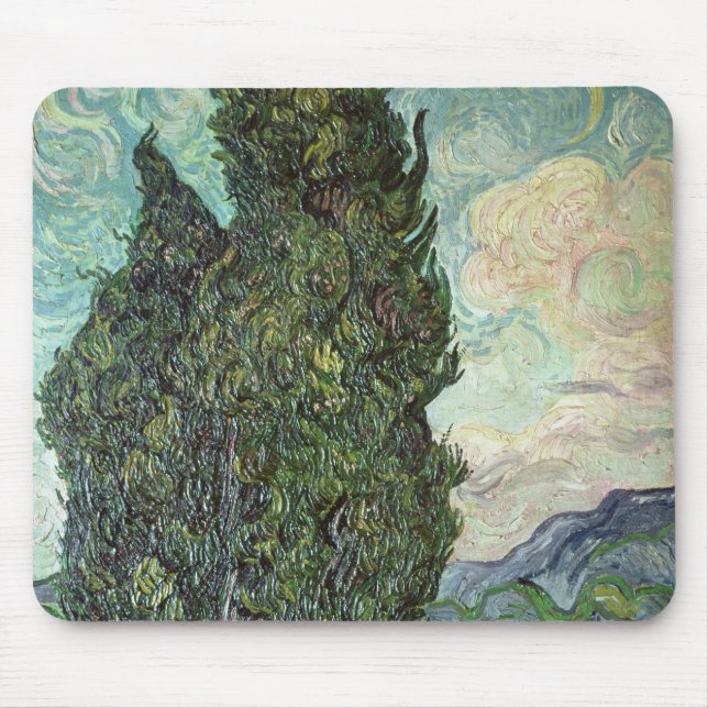 Vincent van Gogh | Cypresses, 1889 Mouse Mat (Front)
