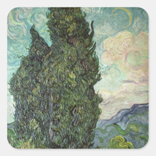 Vincent van Gogh Cypresses, 1889 Square Sticker
