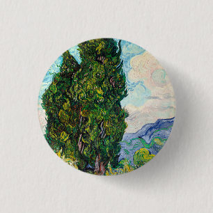 Vincent Van Gogh Cypresses Fine Art 3 Cm Round Badge