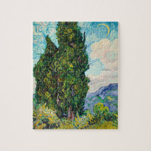 Vincent Van Gogh Cypresses Fine Art Jigsaw Puzzle
