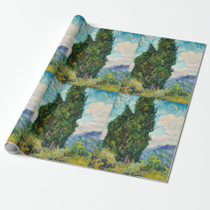 Vincent Van Gogh Cypresses Fine Art Wrapping Paper