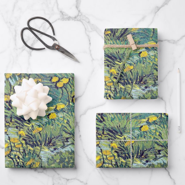 Vincent van Gogh Dandelion Poster Wrapping Paper Sheet (Front)