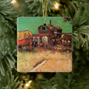 Vincent van Gogh - Encampment of Gypsies Caravans Ceramic Tree Decoration