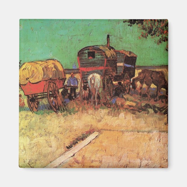 Vincent van Gogh - Encampment of Gypsies Caravans Magnet (Front)