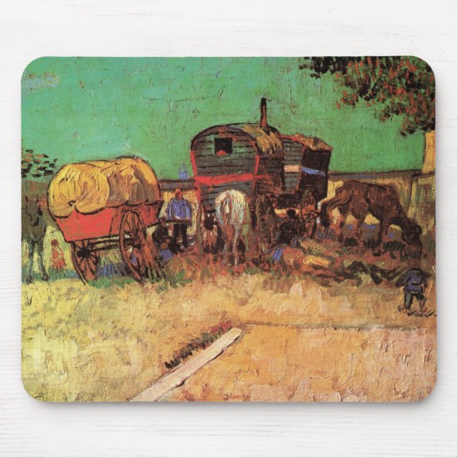 Vincent van Gogh - Encampment of Gypsies Caravans Mouse Mat (Front)