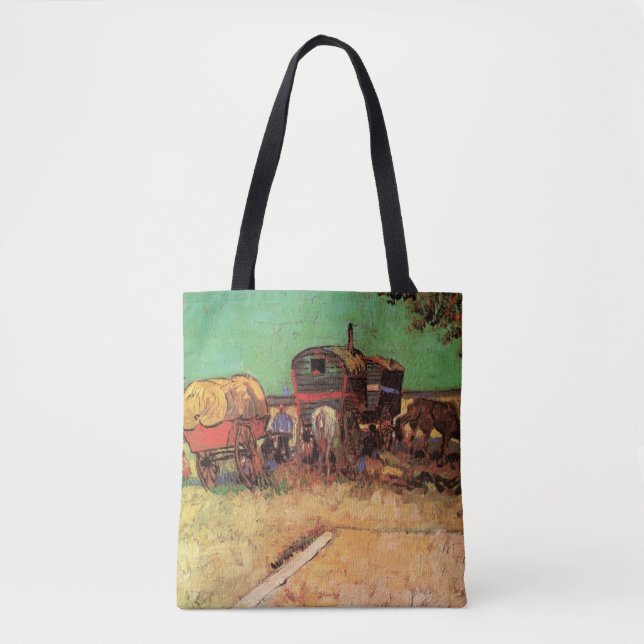 Vincent van Gogh - Encampment of Gypsies Caravans Tote Bag (Front)