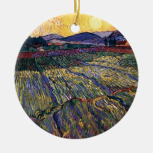 Vincent Van Gogh - Enclosed Field With Rising Sun Ceramic Tree Decoration