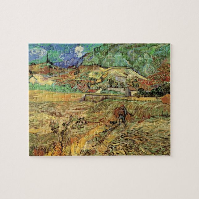 Vincent van Gogh - Enclosed Wheat Field w Peasant Jigsaw Puzzle (Horizontal)