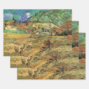 Vincent van Gogh - Enclosed Wheat Field w Peasant Wrapping Paper Sheet