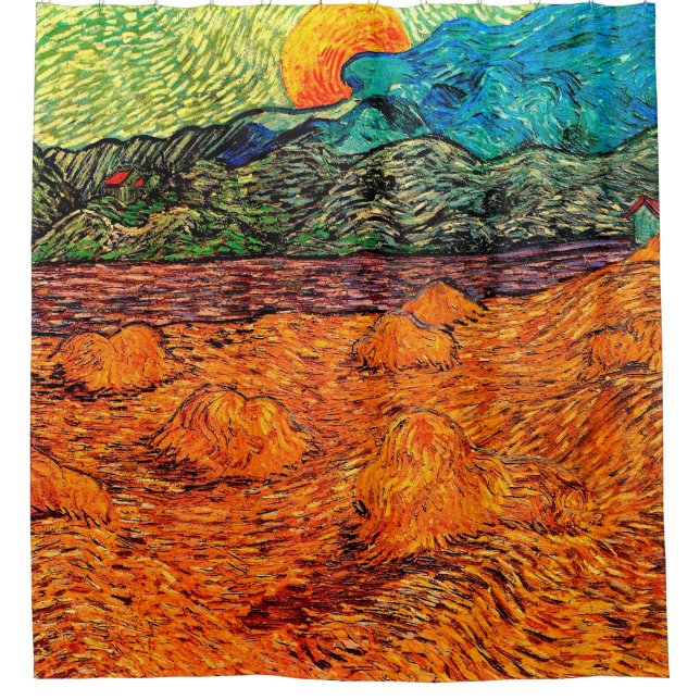Vincent Van Gogh - Evening Landscape Rising Moon Shower Curtain (Front)