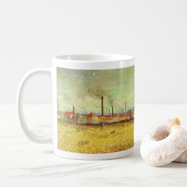 Vincent van Gogh - Factories at Asnieres Coffee Mug (With Donut)