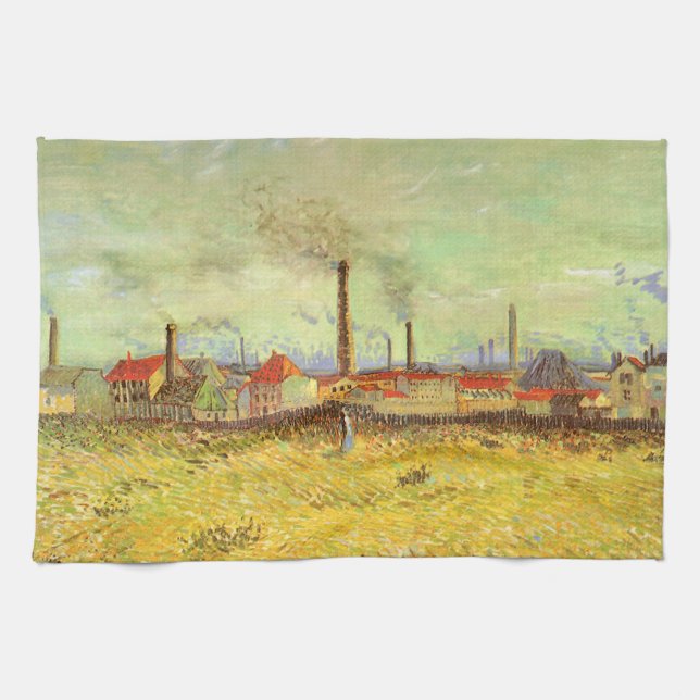 Vincent van Gogh - Factories at Asnieres Tea Towel (Horizontal)