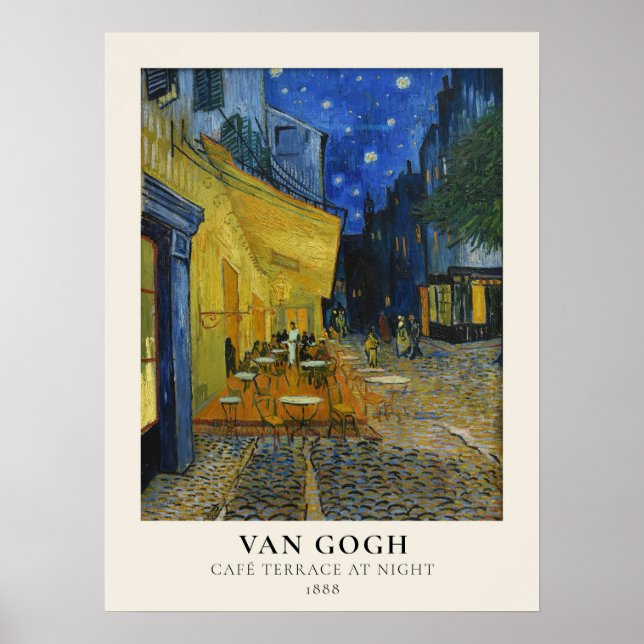 Vincent Van Gogh Famous Cafe Terrace at Night Poster (Front)