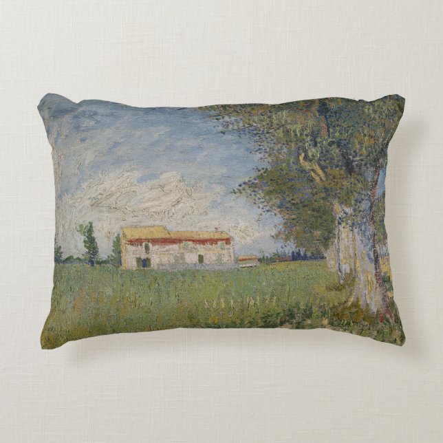 Vincent van Gogh - Farmhouse in a Wheat Field Decorative Cushion (Front)