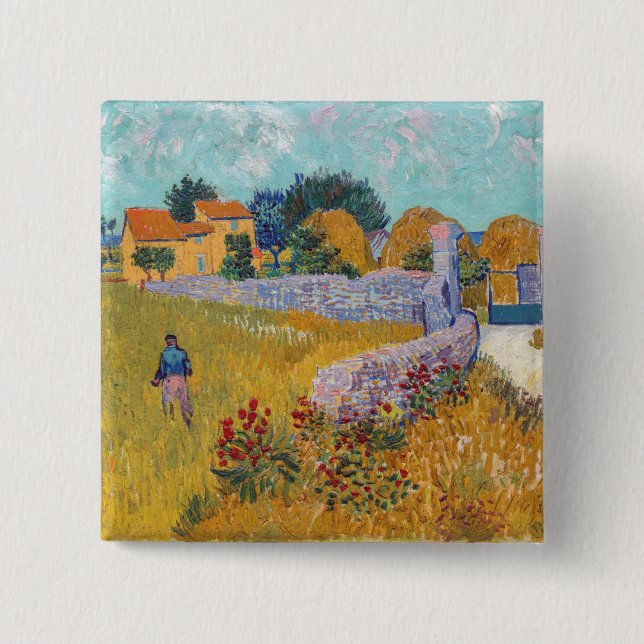 Vincent van Gogh - Farmhouse in Provence 15 Cm Square Badge (Front)